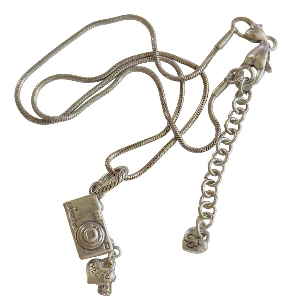 Brighton camera charm cheese dangle necklace rare silver Plated Retired 18" rare